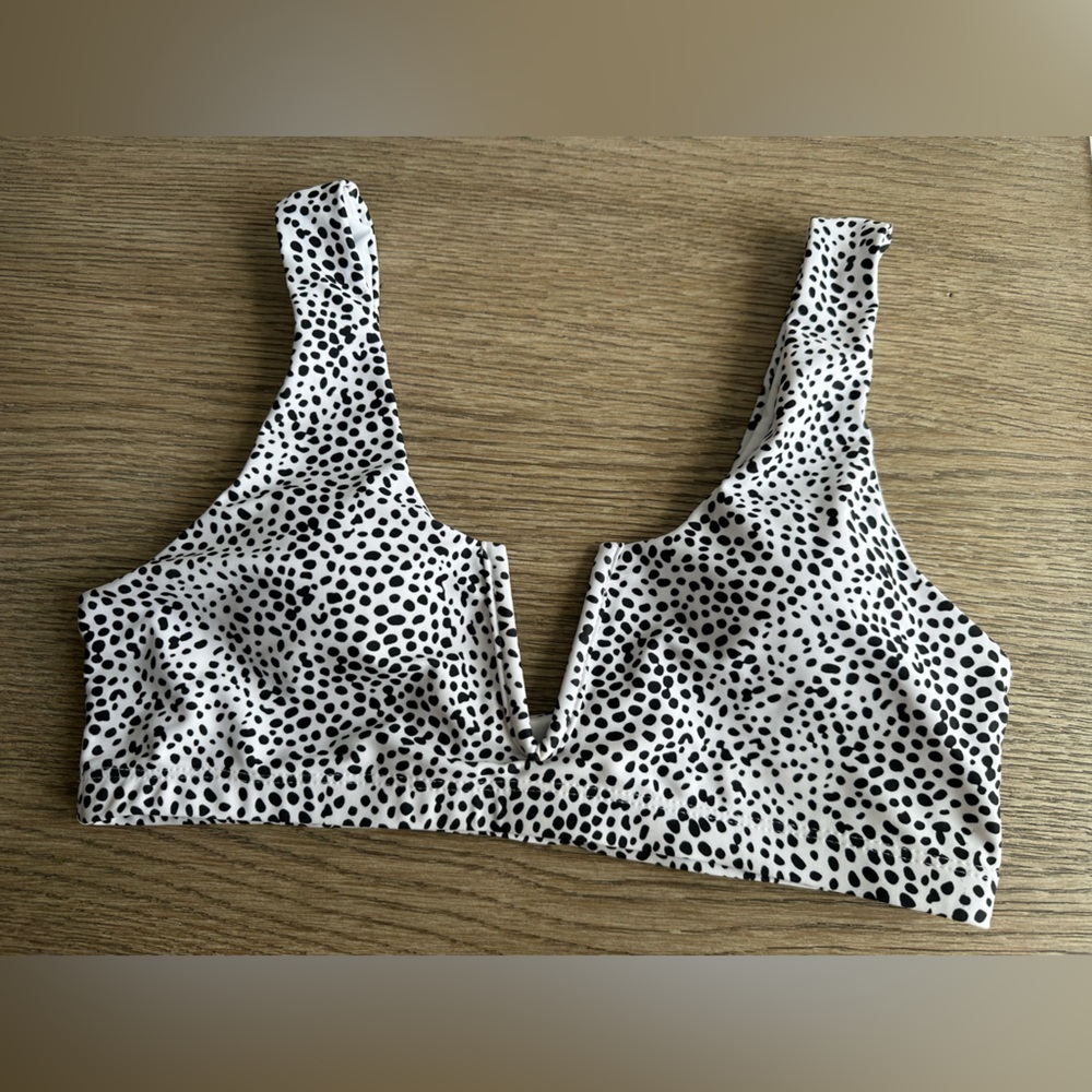 Spotted Black and White Bikini Top